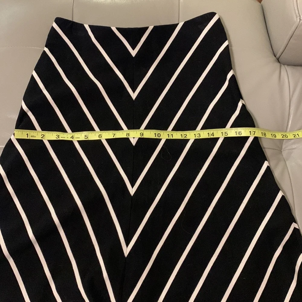 White House and black market Chevron Striped A-Line Ponte Midi Skirt